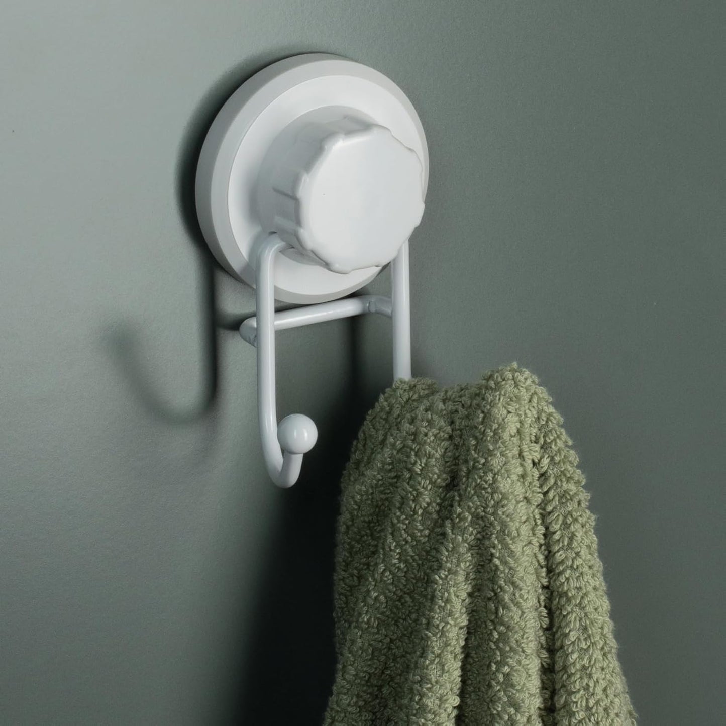 HASKO Suction Cup Hooks for Shower Wall, Removable Towel Hooks for bathrooms, Includes Optional No Drill Adhesive Mount for Inside Shower, Rustproof Stainless Steel - 2 Pack, White