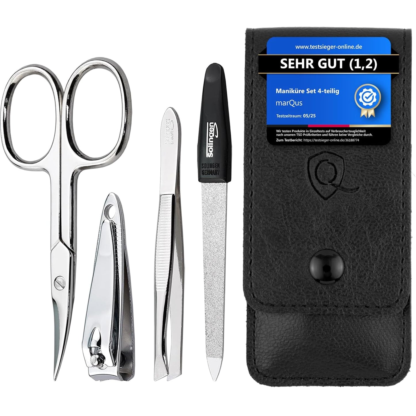 marQus manicure set 4-piece travel set with file from Solingen nail care set nail scissors set and nail set