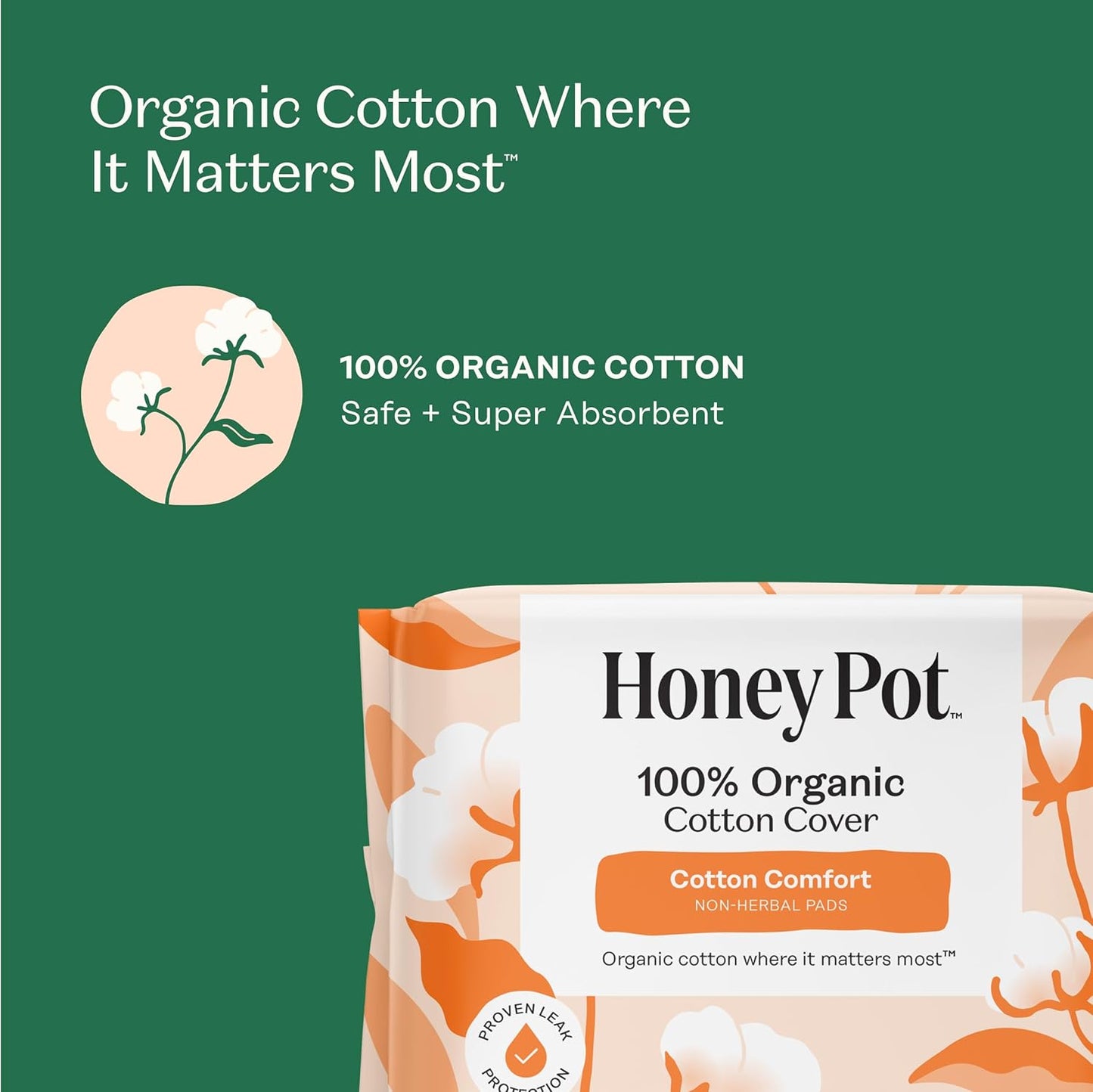 The Honey Pot Company - 80 ct - Sanitary Pads for Women - Non-Herbal Regular Flow w/Wings - Organic Cotton Cover & Ultra-Absorbent Pulp Core - Feminine Care