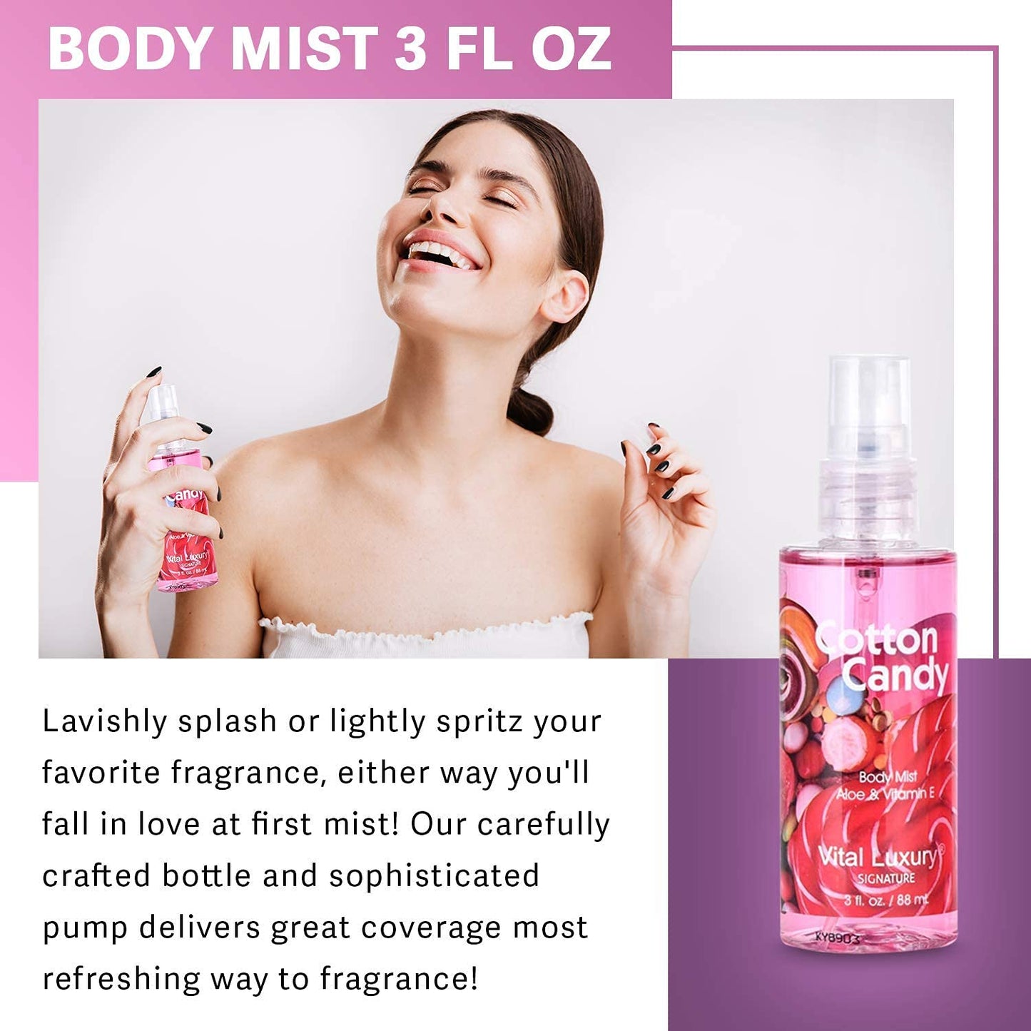 Cotton Candy Bath & Body Care Travel Set, Home Spa Gift Set Includes Body Lotion, Shower Gel, and Fragrance Mist, Personal Body Care Travel Set, Birthday Mother's Valentine's Day Gifts