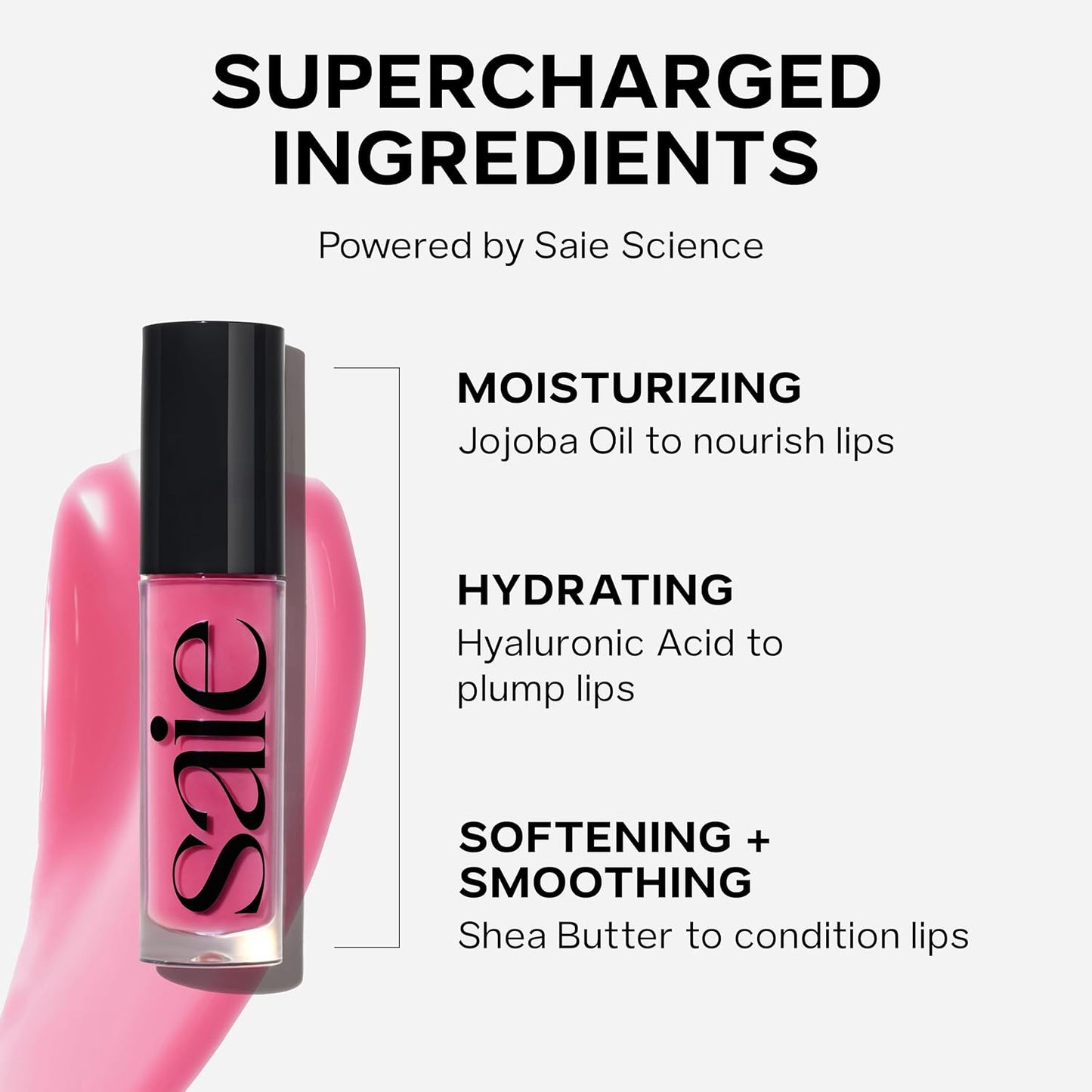 Saie Glossybounce - Hydrating Lip Gloss and Tinted Lip Oil Hybrid with Hyaluronic Acid & Jojoba Oil for Non-Sticky, Ultra-Shiny, Plump & Soft Lips - Everyday Makeup Essential - Dream (.17 oz)