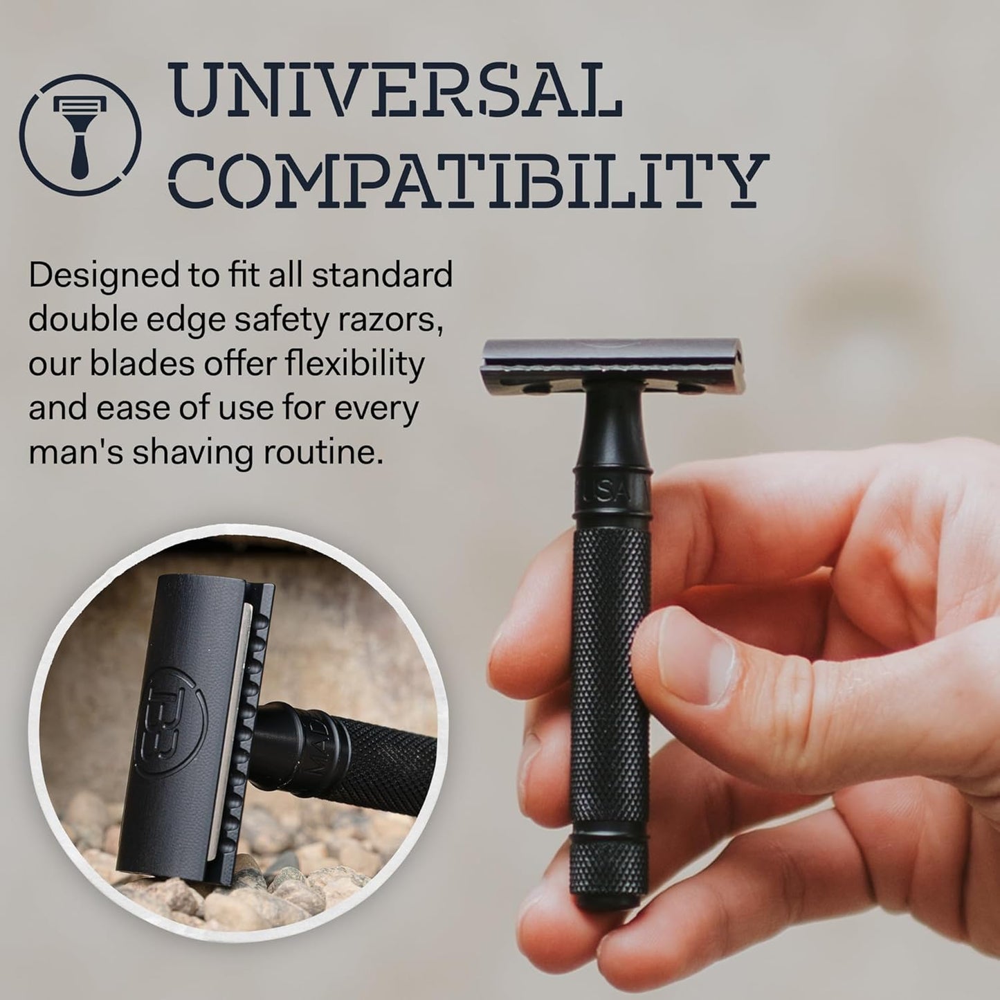 Made in USA Double Edge Razor Blades (50-Pack) – Stainless Steel, Smooth & Sharp | Fits All DE Safety Razors | Battle Brothers