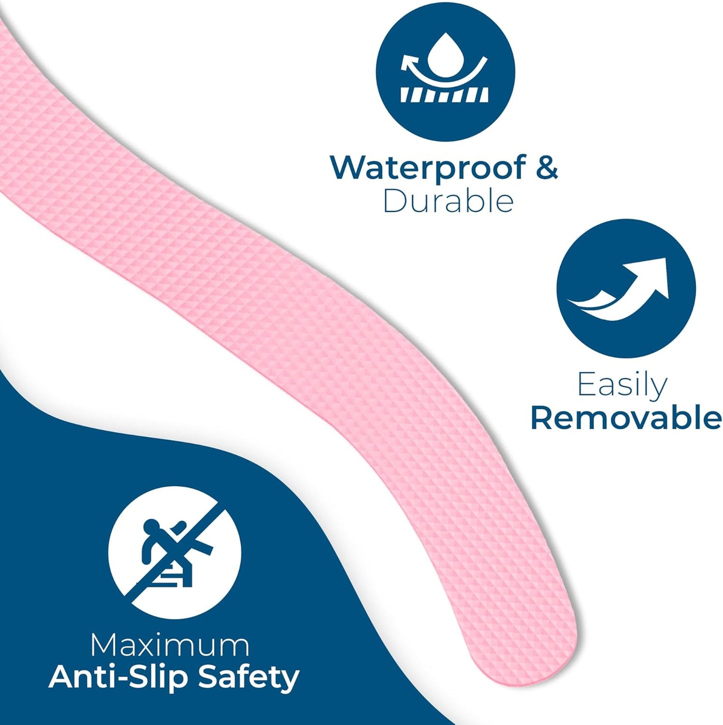 Homergy Anti Slip Shower Stickers 24 PCS, Pink Non-Slip Shower Strips for Adults, Premium Adhesive Bath Tub Stickers