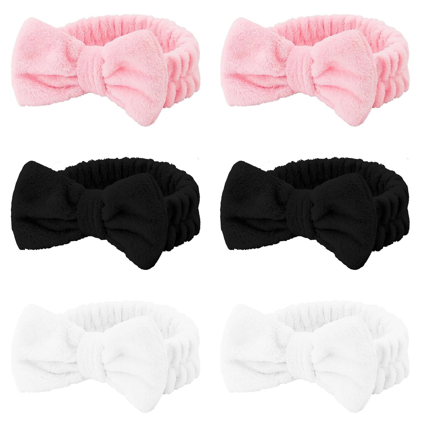 Casoty Black White Pinjk Skincare Headband for Washing Face Cute Face Wash Spa Headband for Women Makeup Hair Band Stocking Stuffers Spa Party Hair Accessories Gifts for Women Girls