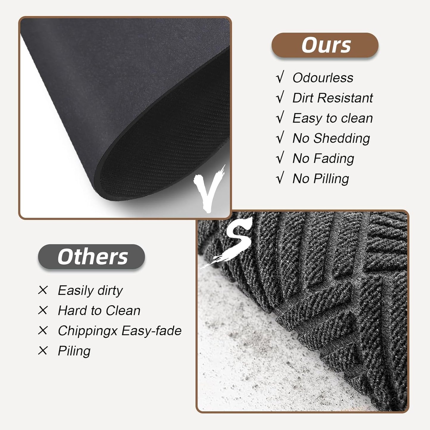 Diatomaceous earth bath mat Bathroom Rugs Sets 3 Piece Super Absorbent Quick Dry Bath Mats, Rubber Non Slip Shower Mat and Toilet Mat U Shape, Shower Rug for in Front of Bathtub Shower, Dark Grey