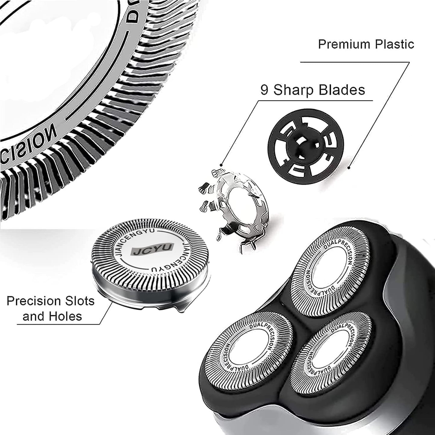 HQ8 Replacement Heads Compatible with Philips Norelco Aquatec Shaver, HQ8 Blades for Philips Norelco Aquatec Shavers Razor for PT720 PT730 AT880 At830 AT810, New Upgraded HQ8 Blades, 6 Pack