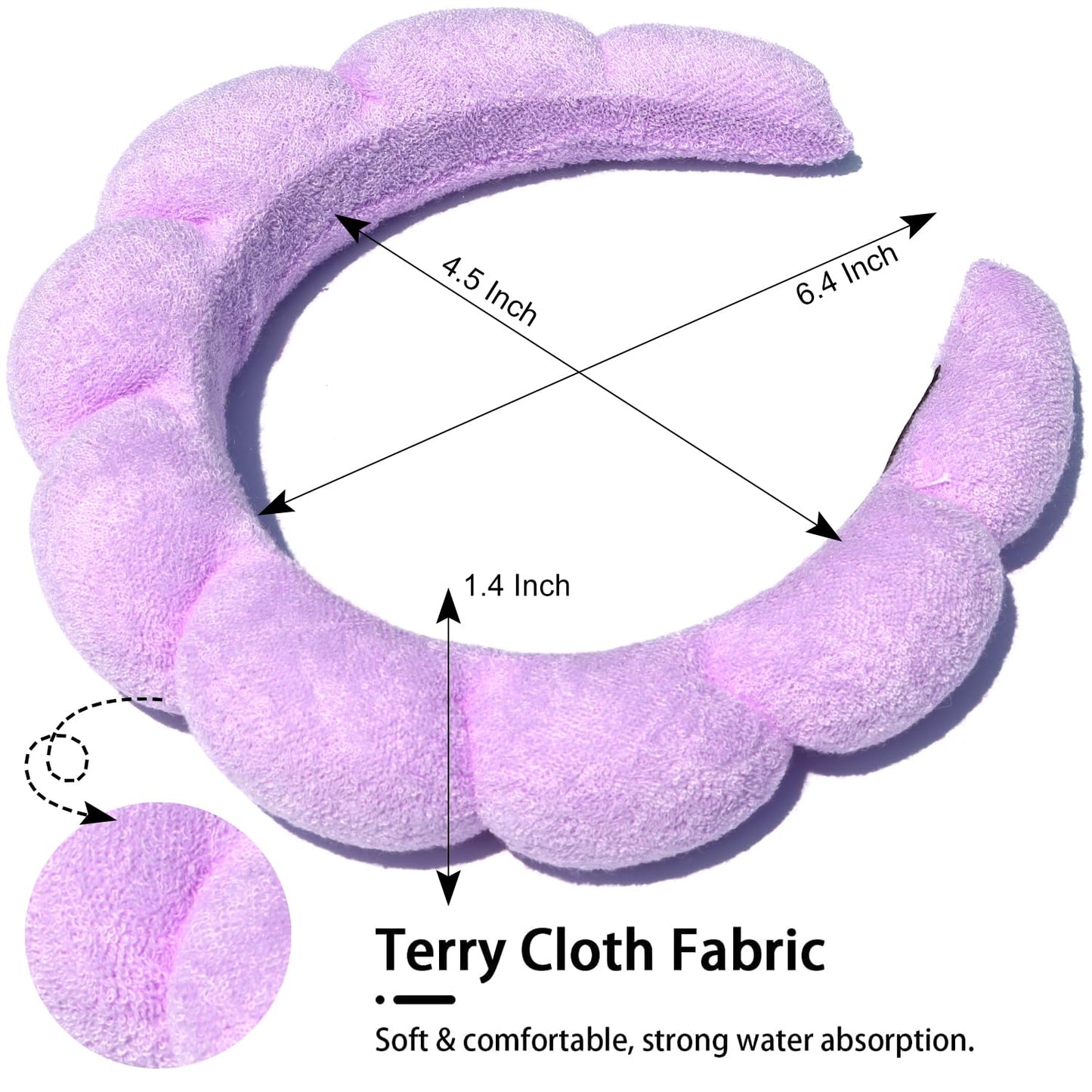 Spa Terry Cloth Headbands for Facial Skincare, Makeup Application, and Face Washing - Puffy and Absorbent Design for Mask, Skin Treatment