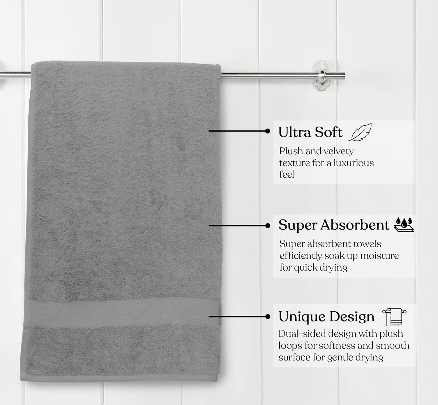 Delara 100% Organic Cotton Towels 650 GSM Plush Feather Touch Quick Dry Bath Sheet, Pack of 2 GOTS Certified, Oeko-Tex Green Certified, Organic Cotton Bath Sheet, 36"X70"