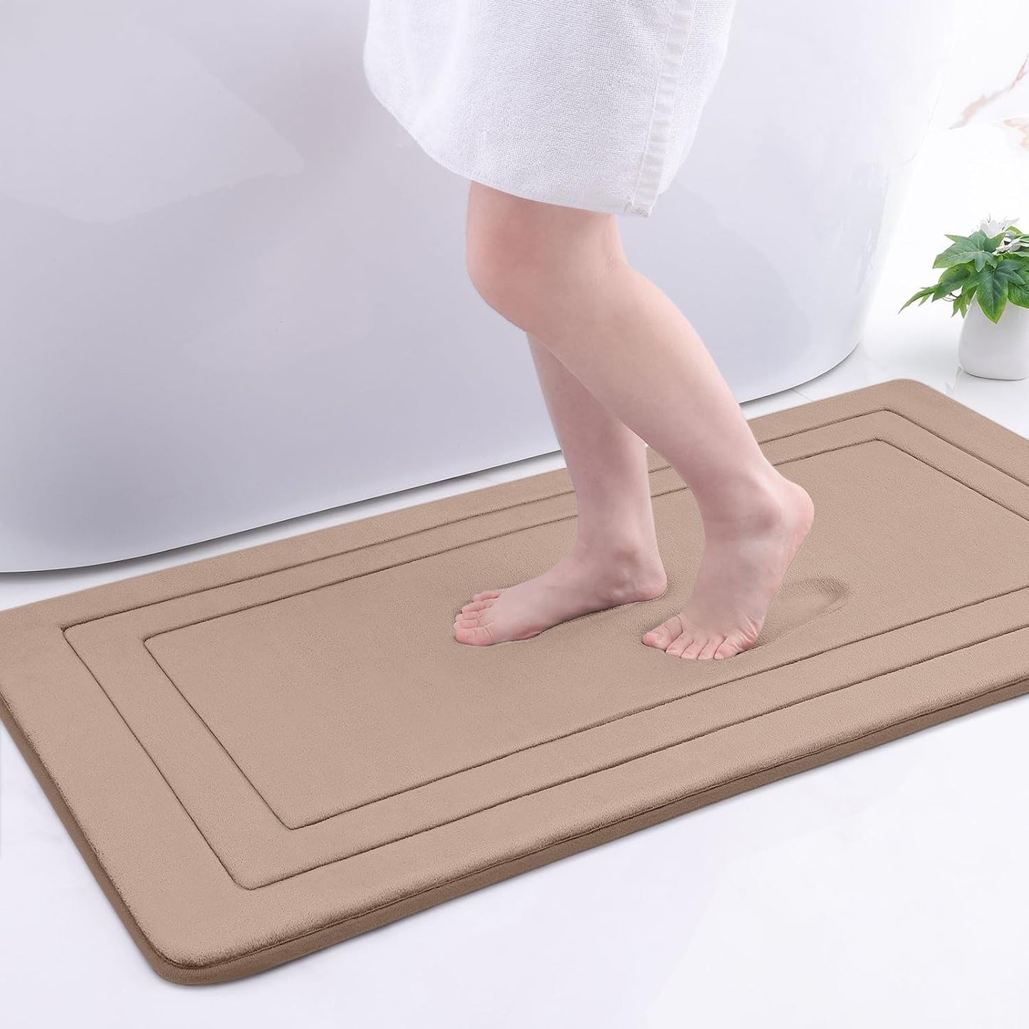 Arotive Memory Foam Bathroom Rug Mat 44x24, Ultra Soft and Absorbent Bath Mat, Machine Wash Dry, Comfortable Bath Rug Carpet for Bathroom Floor, Tub and Shower, Camel