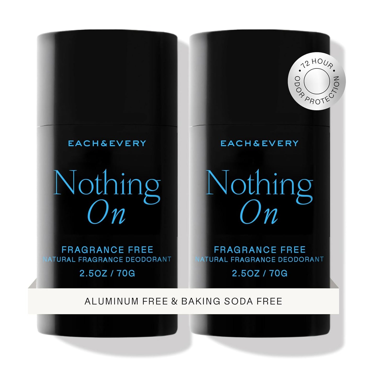 Each & Every Aluminum Free Deodorant for Men & Women, Unscented - Fragrance-Free All Natural Deodorant for Sensitive Skin, EWG Verified - Clean, Baking Soda-Free, Plant-Based Fragrance - 2.5oz, 2 Pack