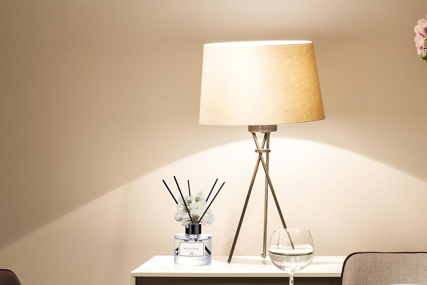 WEALD TRIBE Real Flower Reed Diffuser Set of 3 for Bathroom Shelf Decor, Lemongrass,Eucalyptus & Mint,Velvet Vanilla Scent Sticks Defusers with Essential Oils | Home Office Fragrance(1.7 fl oz/Pack)