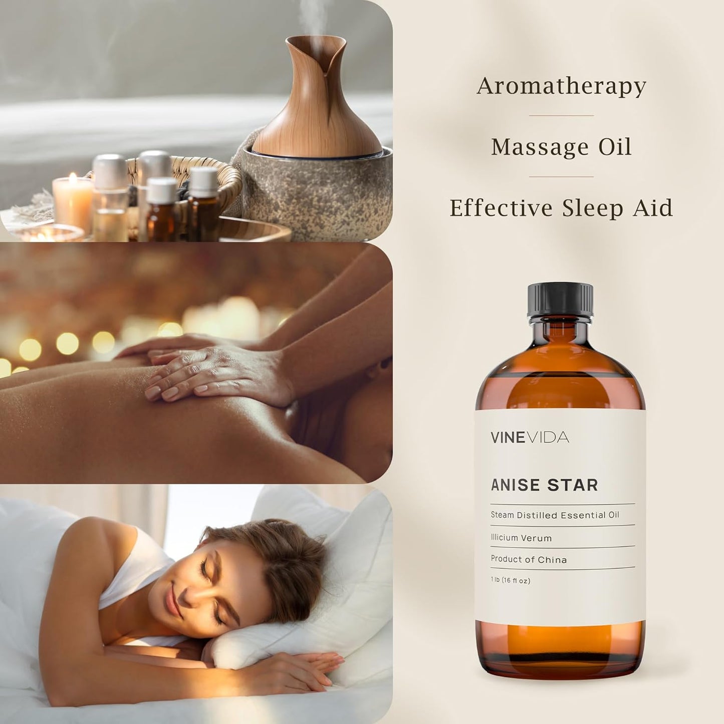 VINEVIDA Anise Star Essential Oil 16 oz - Undiluted Oil for Candlemaking & Soap Making - DIY Candle Scents