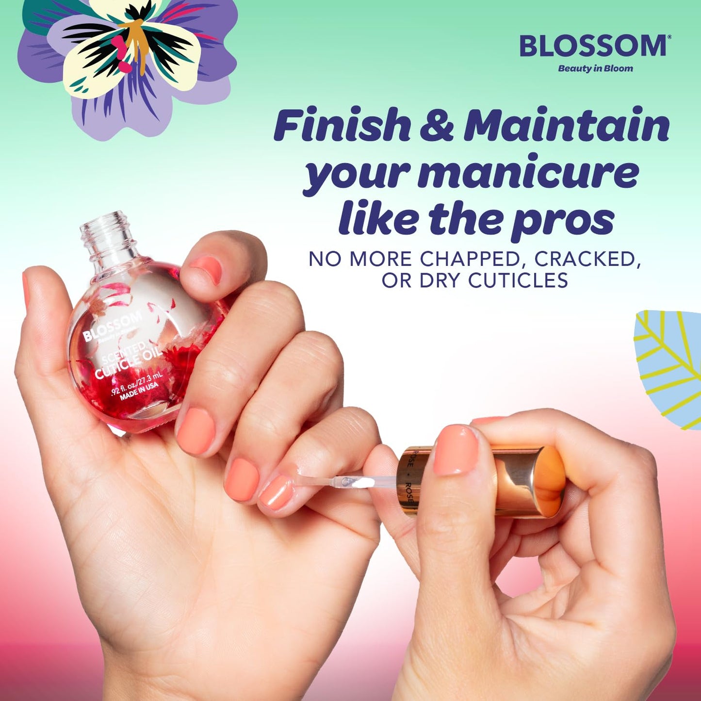 Blossom Cuticle Oil for Nails, Hydrating, Moisturizing, Scented Nail Oil Cuticle Care, Infused with Real Flowers, Made in USA, 0.92 fl. oz, Watermelon