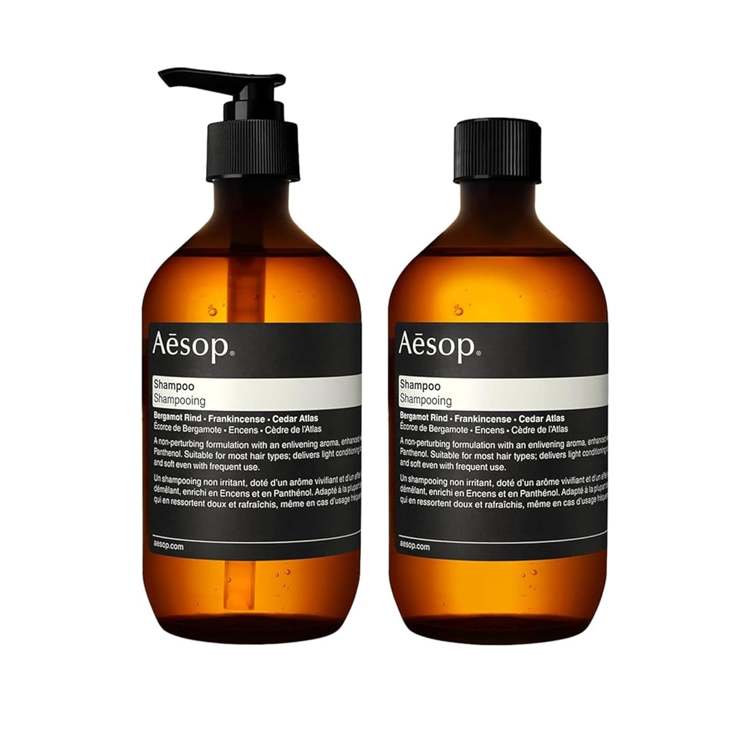 Aesop Shampoo + Refill | Soften Hair, Restore Shine | Bergamot Rind, Frankincense, Cedar Atlas | 16.9 oz / 500 mL (Pack of 2)