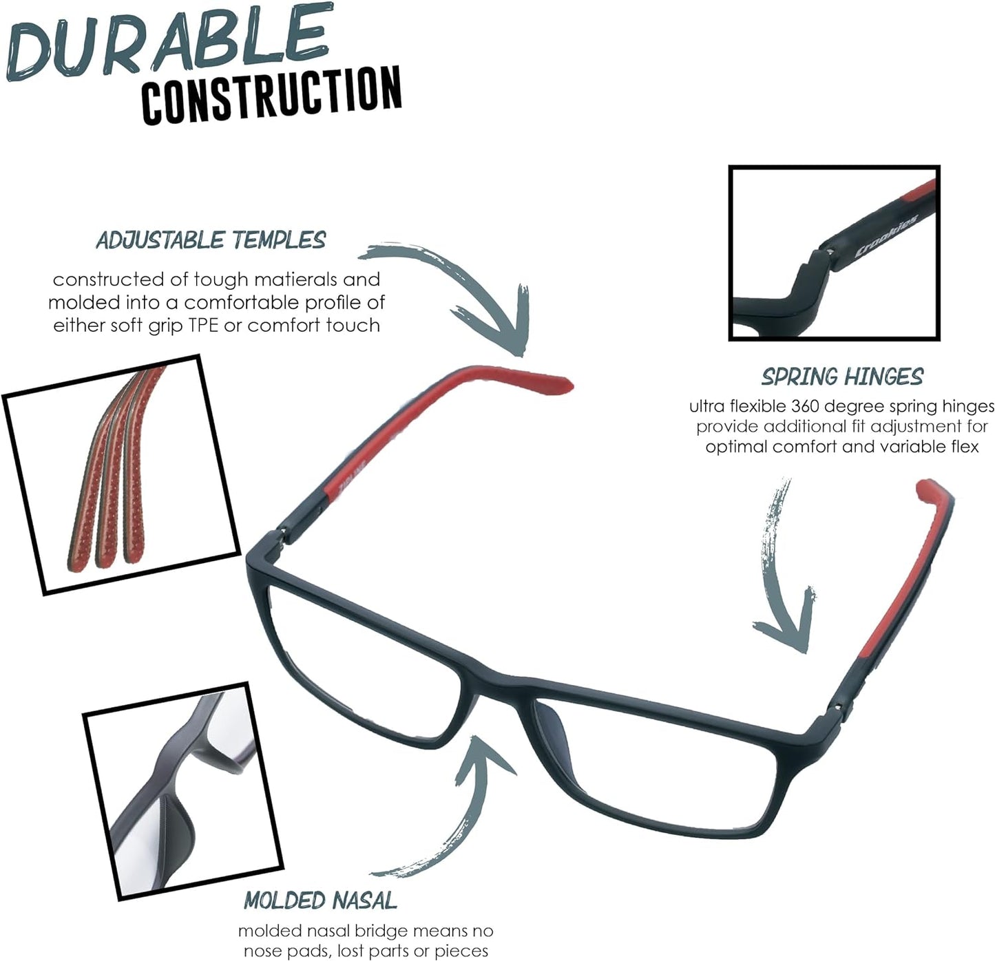 Croakies Odyssey Photochromic Progressive Eyewear | UV400 Sunglass for Outdoor | Bluelight Eyeglass for HEV Devices | Bundle