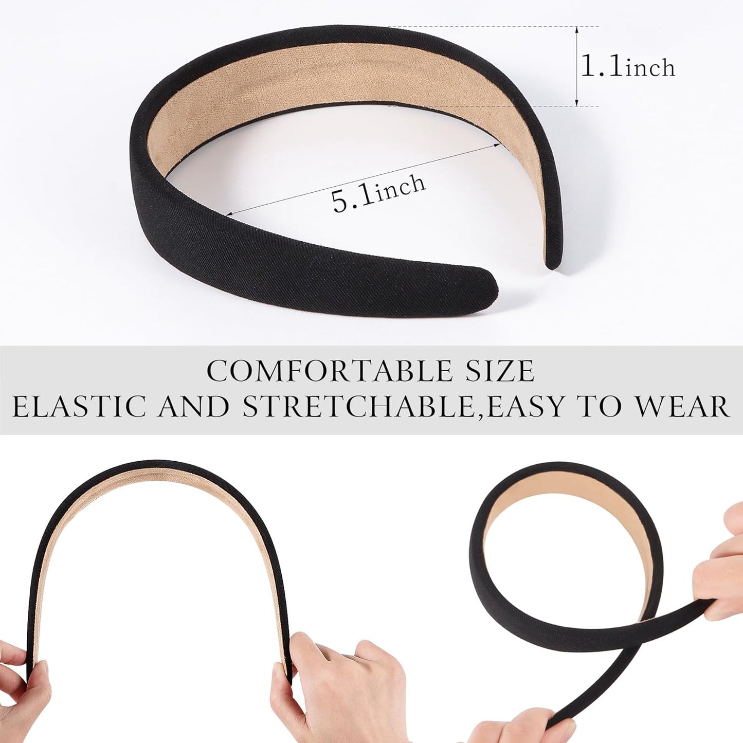 Headbands for Women - 1 Inches Wide Headbands - Solid Color Headband Fashion Hair Accessories- Trendy Women Girls Non Slip Fashion Hair Bands- Thick Elastic Hair Bands for Women's Hair 6PCS