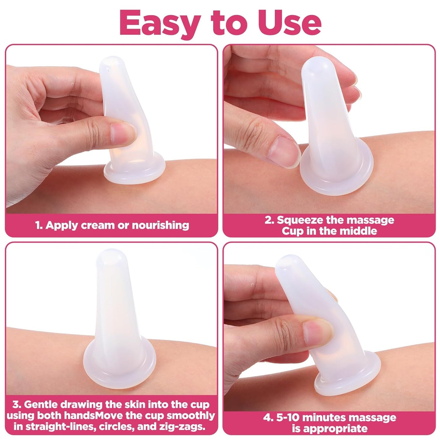 6 Pcs Transparent Massage Cupping Set Silicone Mini Facial Cups Skin Care Neck Back Eyes Massaging Cup Facial Care Safe to Use Portable Face Massager Helper for Men Women Massage