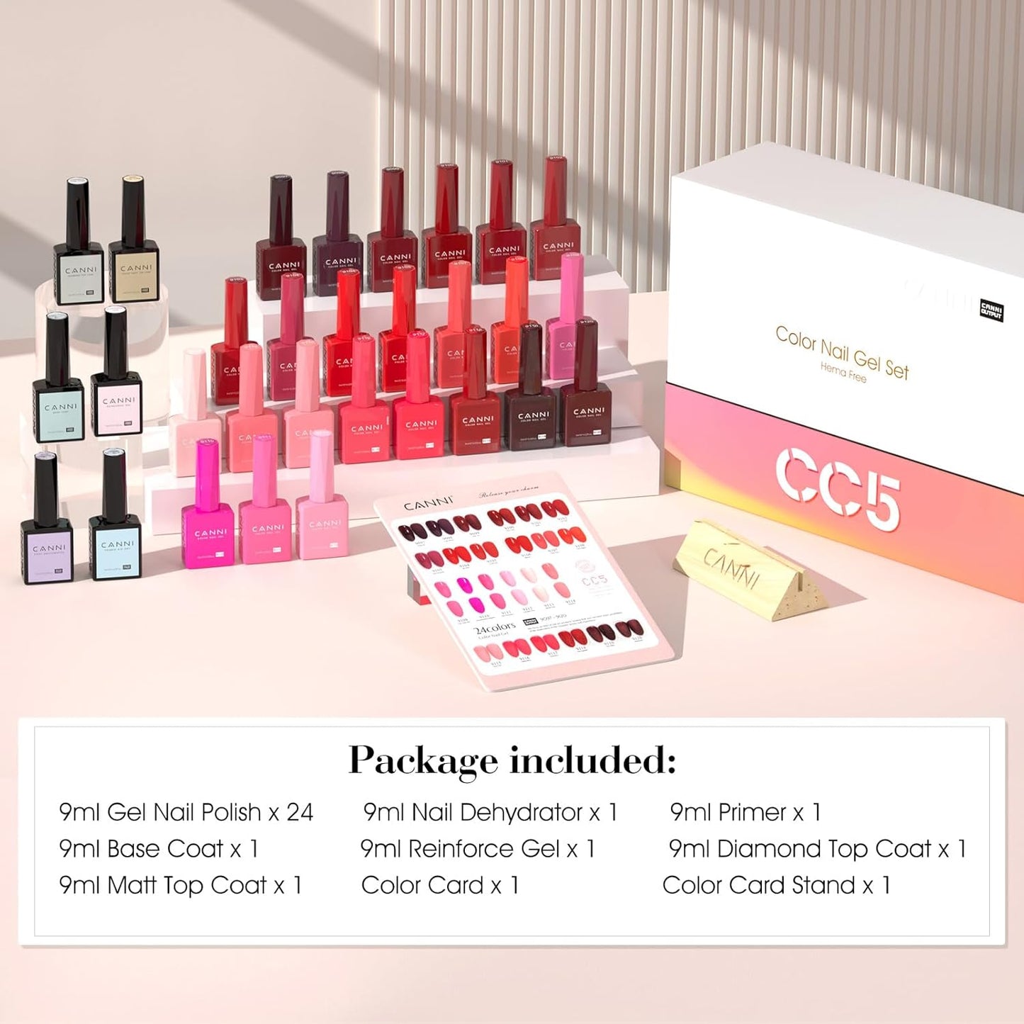 CANNI 30Pcs 9ML Hema-free Gel Nail Polish Set,Dark Red Hot Pink Purple Brown Burgundy Red Jelly Gel Polish Kit Soak Off LED Nail Polish Set Nail Art Starter Manicure Salon DIY at Home