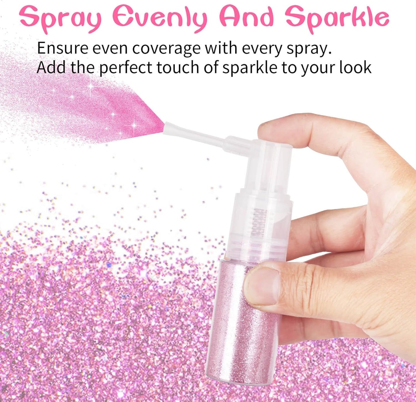 MEICOLY Pink Hair and Body Glitter Spray,25g/0.88OZ,Shinny Sparkle Glitter Spray for Clothes,Loose Shimmer Hairspray for Festival Rave Makeup/Stage Performance,Lightweight