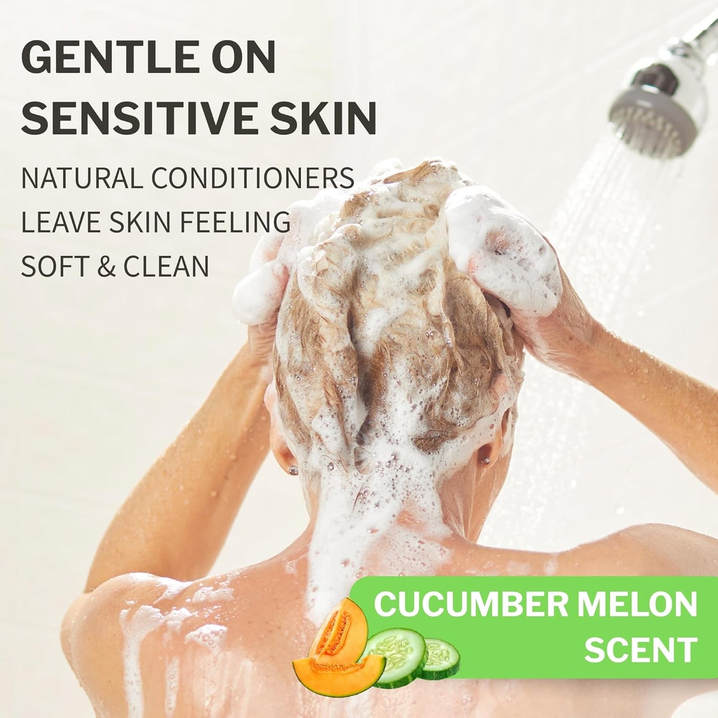 McKesson Body Wash and Shampoo [4 Count] - 1  Gallon Bulk Refill Full Body Wash with Aloe, Cucumber Melon Scent - Sensitive Skin & Hair 2‑in‑1