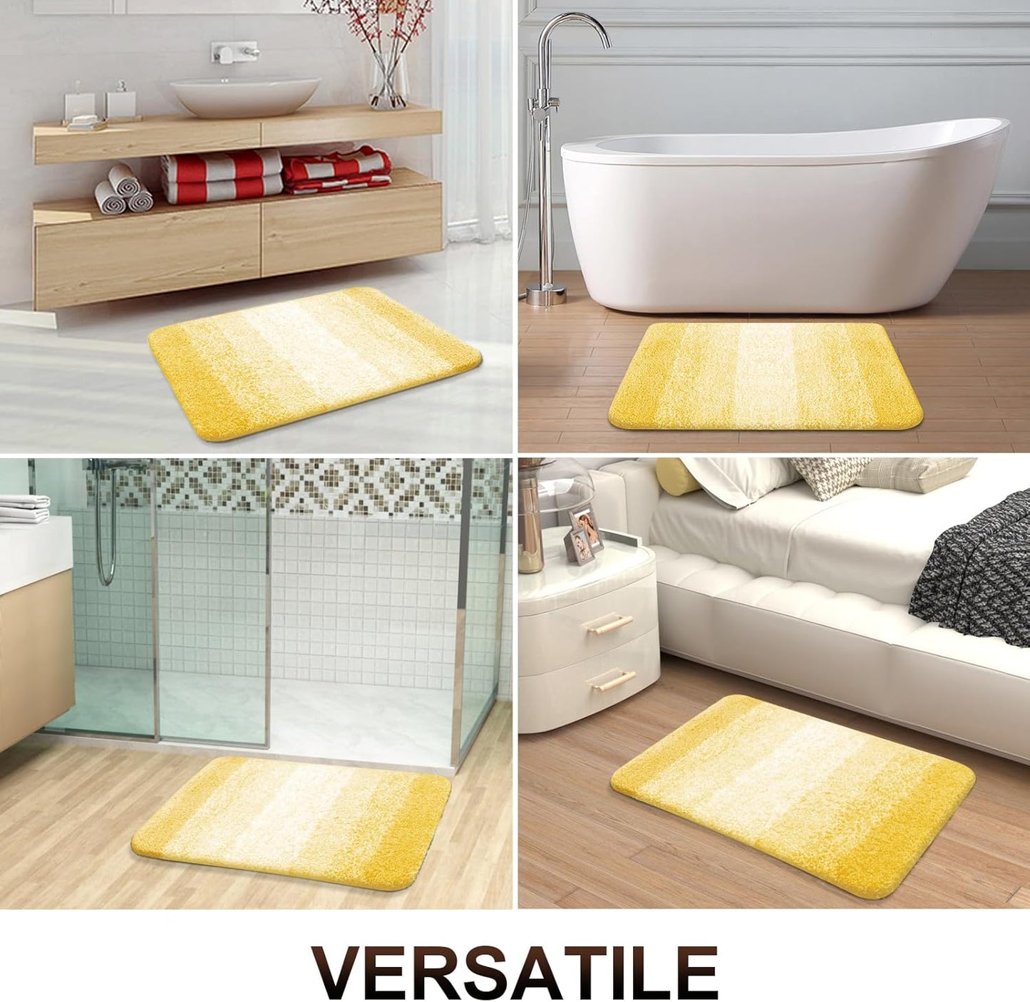 OLANLY Bathroom Runner Rugs 54x24, Extra Soft Absorbent Microfiber Bath Rugs, Rubber Backing, Quick Dry, Machine Washable Bath Mats for Bathroom Floor, Tub and Shower, Home Decor Accessories, Yellow
