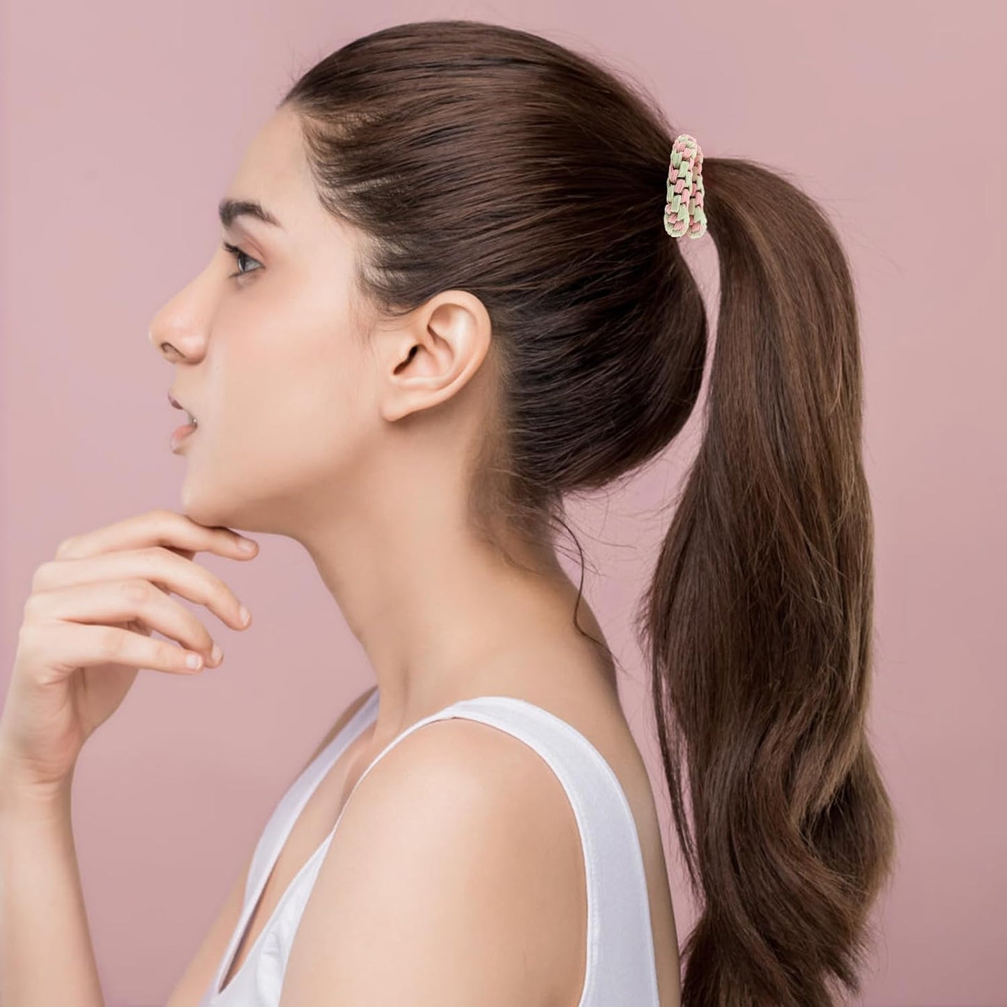 Youxuan Elastic Hair Ties for Women - No Damage, No Slip, No Pull Hair Bands - Comfortable Handmade Braided Polybands for Girls - 10-Pack Morandi Color Polyester Scrunchies