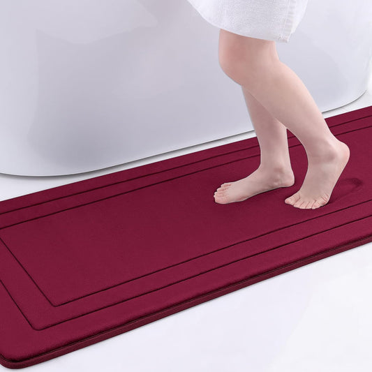 Arotive Memory Foam Bathroom Rug Mat 70x24, Ultra Soft and Absorbent Bath Mat, Machine Wash Dry, Comfortable Bath Rug Carpet for Bathroom Floor, Tub and Shower, Burgundy