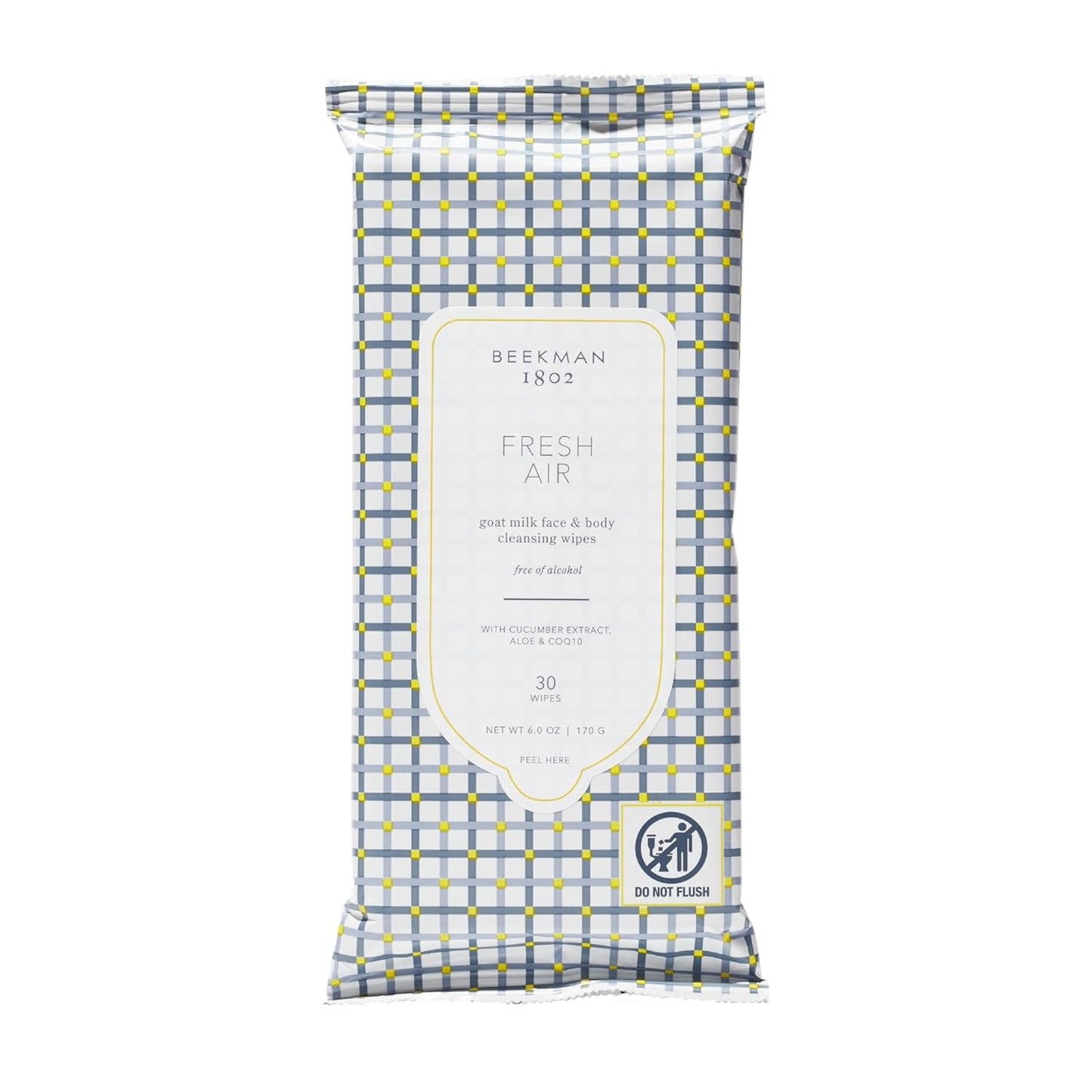 Beekman 1802 Face & Body Wipes, Fresh Air - Scented - 30 Count - Cleanses Dirt & Makeup - With Goat Milk, Aloe & Vitamin E - Alcohol Free, Biodegradable - Good for Sensitive Skin - Cruelty Free