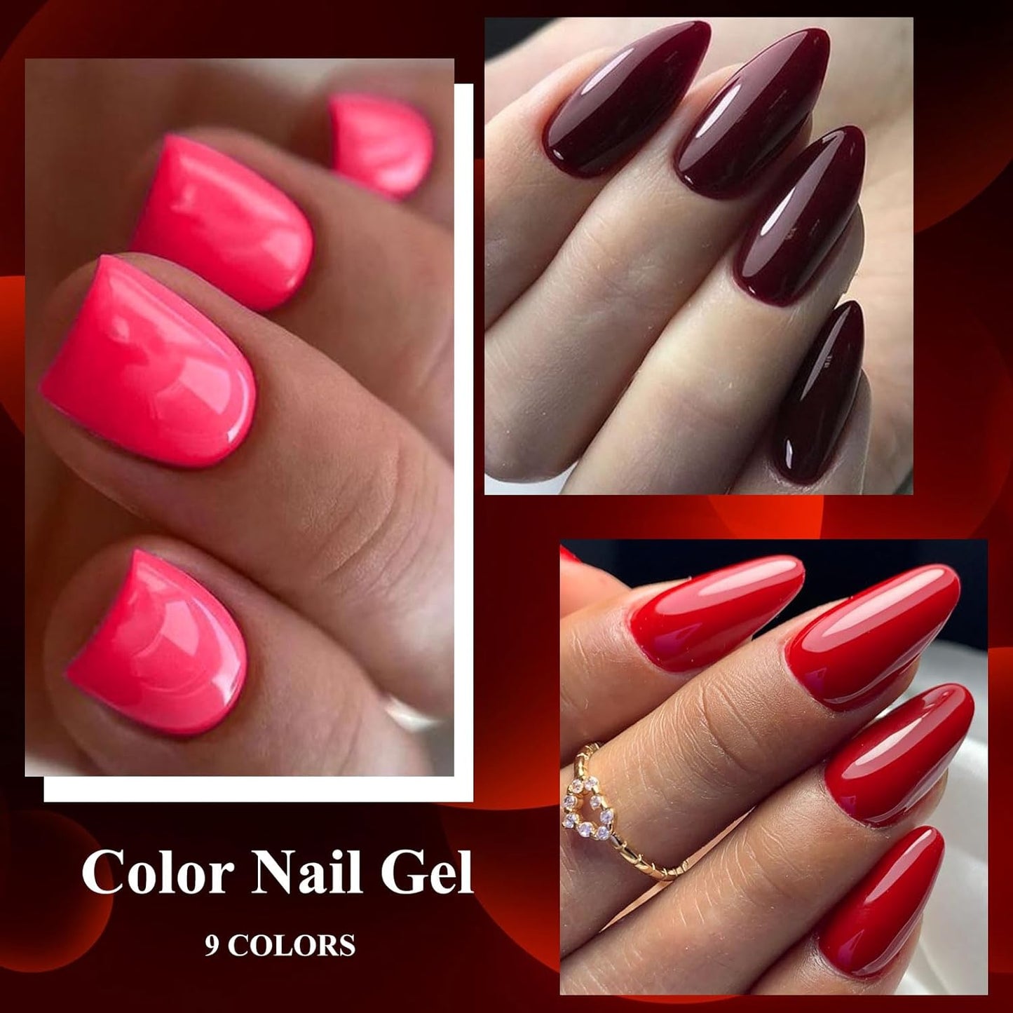 MEET ACROSS 9 Colors Gel Nail Polish + 3PCS Function Gel Nail Polish Kit,Fashion Nail Art Set Design Gifts for Women Manicure Salon (SET19, 12pcs)