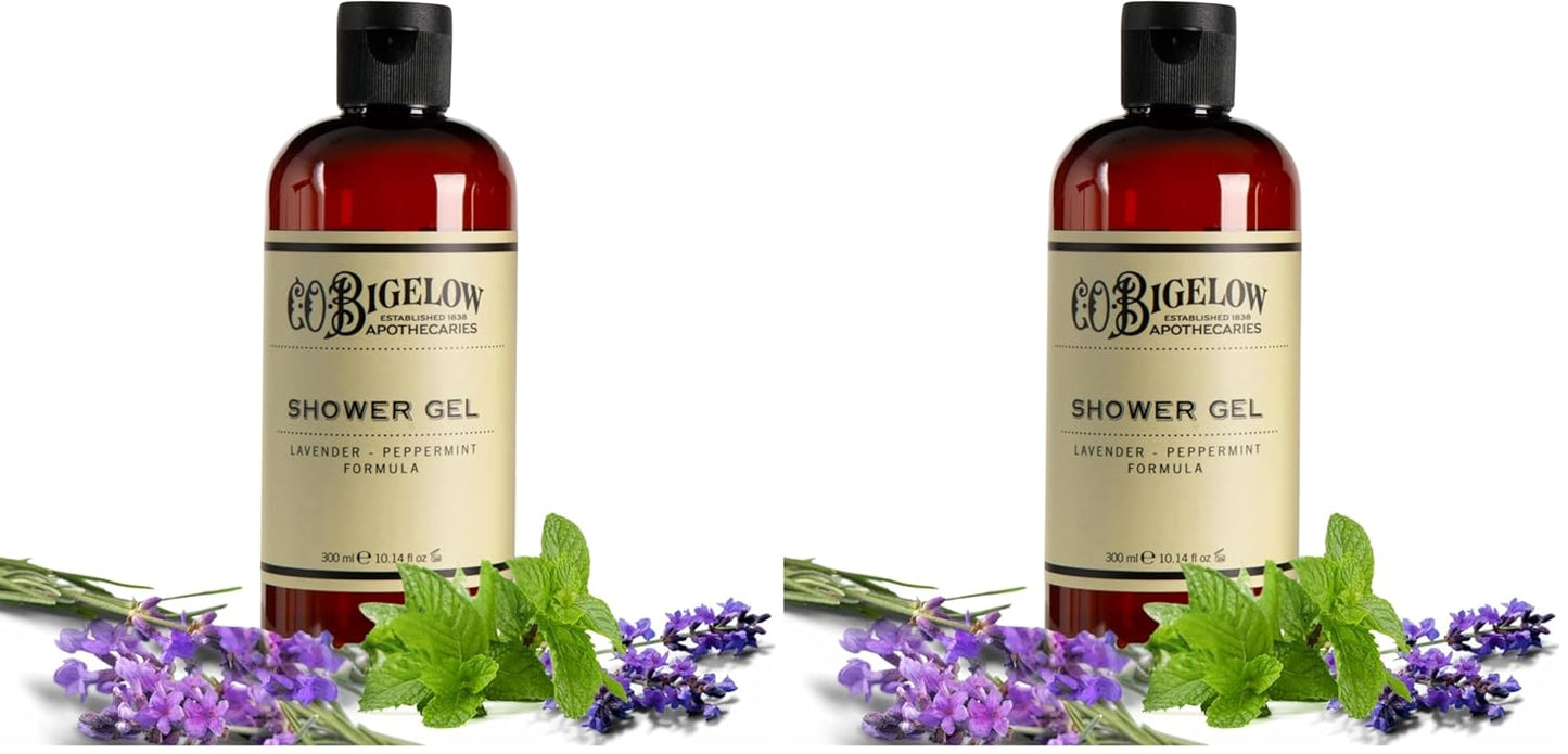 C.O. Bigelow Lavender Peppermint Shower Gel, Moisturizing Body Wash with Lavender & Peppermint Essential Oils, 10.14 Fl Oz (Pack of 2)
