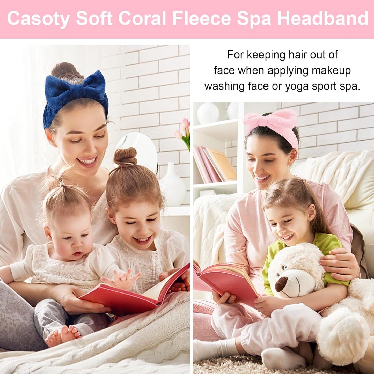 Casoty 6 Pcs Spa Headband, Hair Band for Washing Face, Cheetah Makeup Headband, Skincare Headbands, Soft Fleece Hairband for Face Washing Yoga