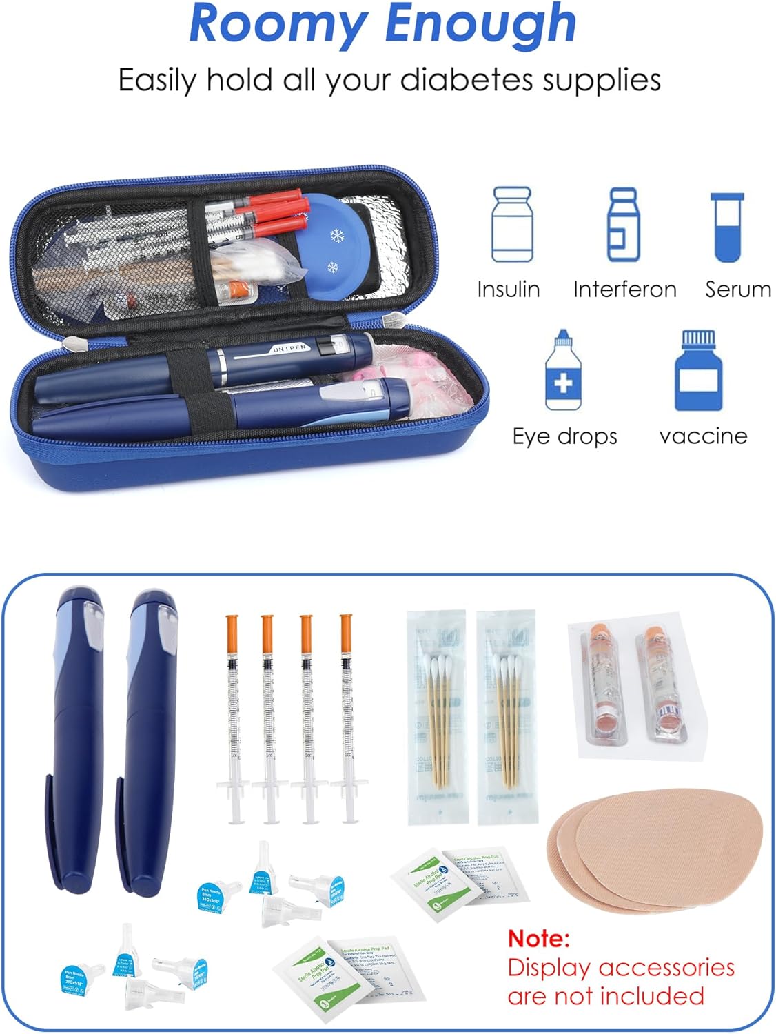 Insulin Cooler Travel Case with Temperature Display, Tsa Approved, Refrigerated Medicine Travel Case with 2 Ice Packs, Insulin Pen & Other Diabetic Supplies Organizer for Trip and Daily