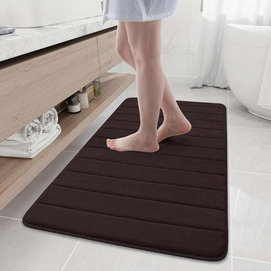 Buganda Memory Foam Bath Mat, 47" x 24", Ultra Soft and Non-Slip Bathroom Rugs, Water Absorbent and Machine Washable Bath Rug Runner for Bathroom, Shower, and Tub, Brown