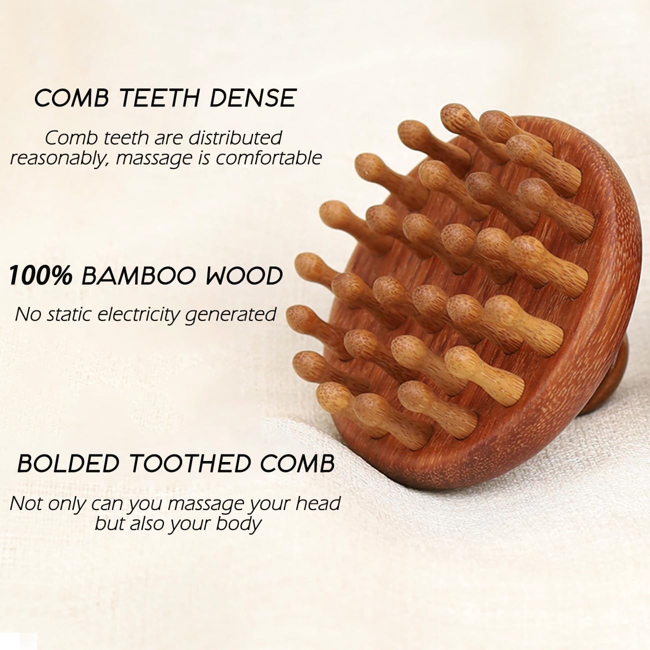 Wooden Comb for Head Scalp Massager Hair Growth, 100% Sandalwood Handmade Hair Comb for Women Men Tension Relief Promote Lymphatic Circulation