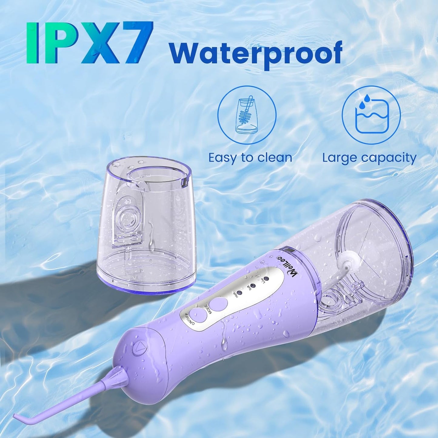 Water Flosser for Teeth, Portable Oral Irrigator Rechargeable Water Dental Flosser Pick with High Pressure 5 Jet Tips, IPX7 Travel Water Flossing for Brace Teeth Cleaner Gum Care