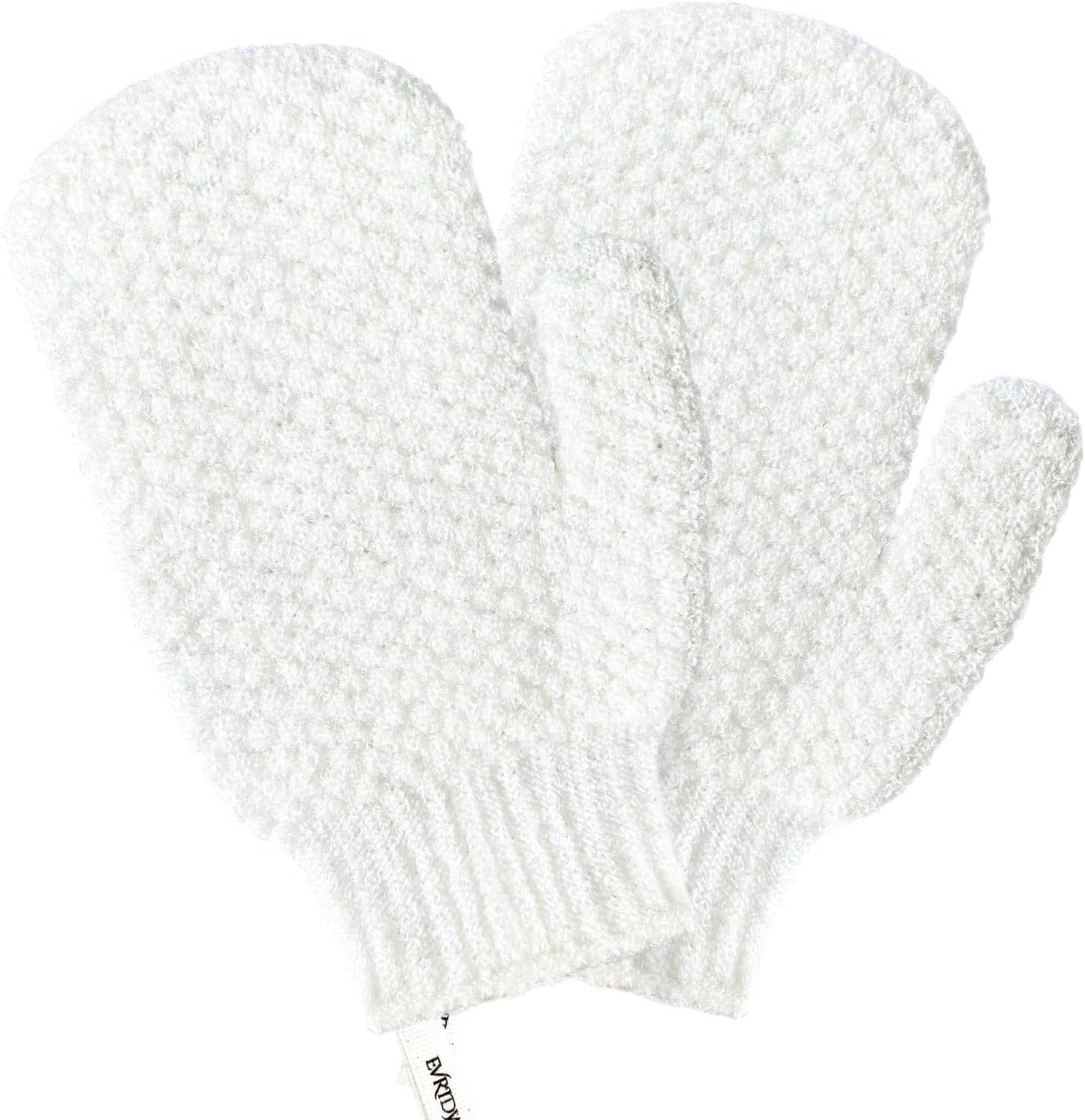 Evridwear Shower Exfoliating Mitts, Deep Cleanse Bathing Scrub Gloves Self Tan Scrubber Mitten Dead Skin Remover for Men and Women,1 Pair Light