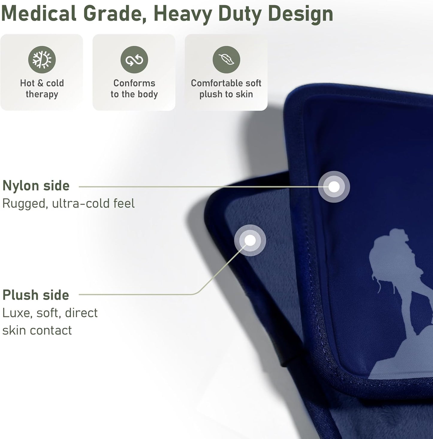 Medium Flexible Gel Ice Packs Reusable - Hot and Cold Soft Ice Packs for Injuries Reusable for Ankle, Arm, Foot, Leg, Back Pain Relief - 8" x 12" - Blue