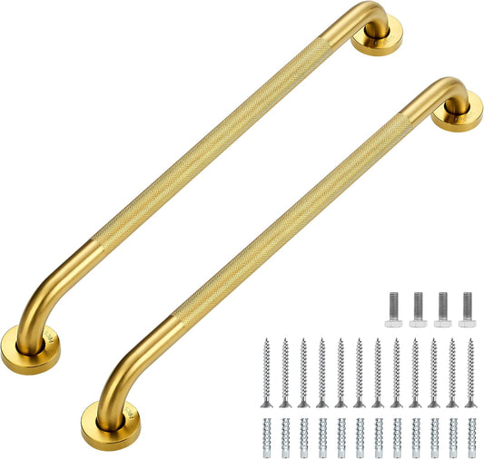 Grab Bars for Shower, 2 Pack 24-Inch Anti Slip Shower Handles for Elderly, Safety Shower Grab Bar, Stainless Steel Handicap Grab Bars for Bathroom,Toilet (Gold, 1" Diameter)