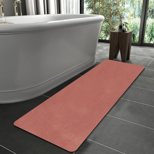 Diatomaceous Earth Bath mat Bathroom Rugs Super Absorbent Quick Dry Non Slip Bath Mat Thin Bathroom Floor Mats Fit Under Door-Shower Rug for in Front of Bathtub Shower, Brown, 23.6"x47.2"