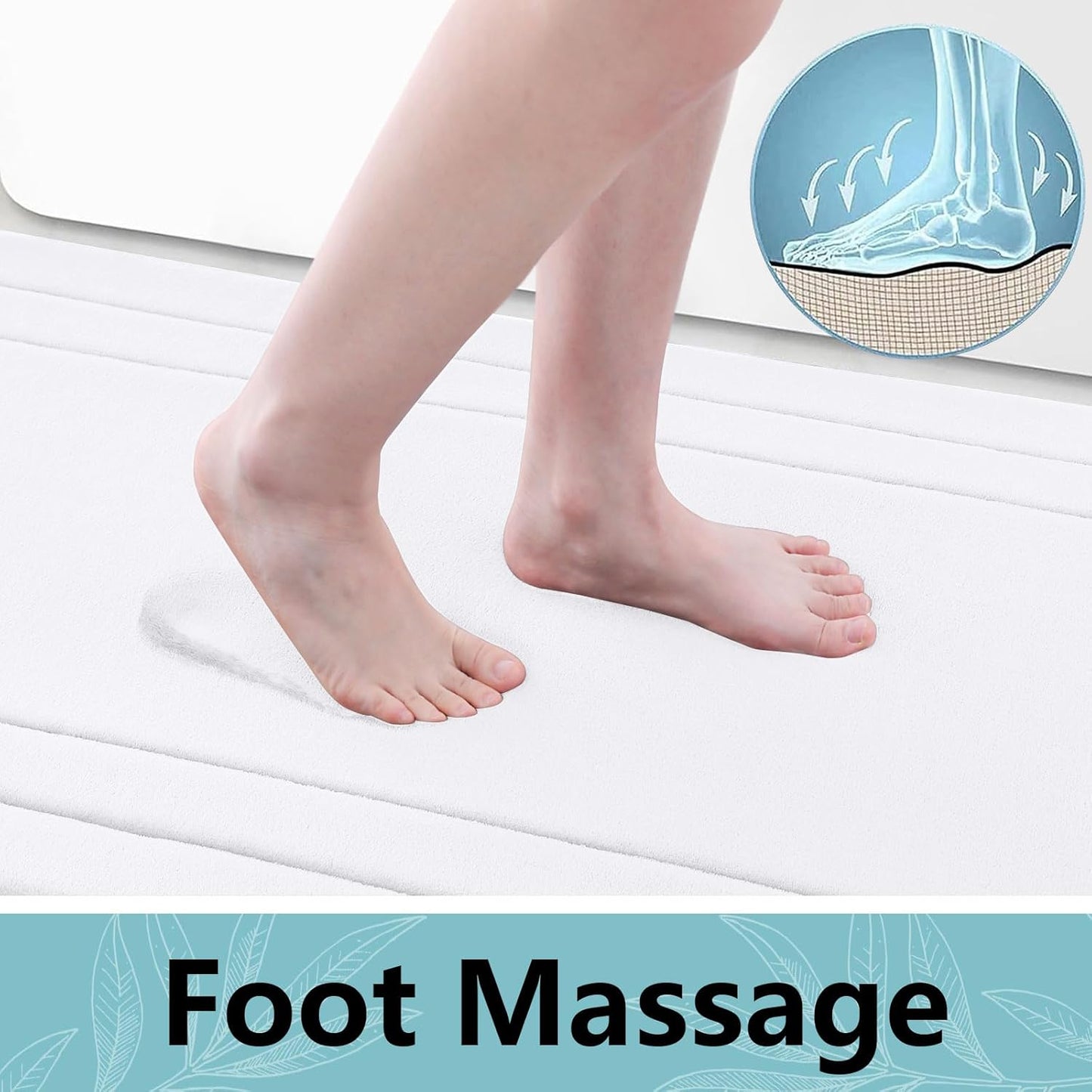 Arotive Memory Foam Bathroom Rug Mat 59x24, Ultra Soft and Absorbent Bath Mat, Machine Wash Dry, Comfortable Bath Rug Carpet for Bathroom Floor, Tub and Shower, White