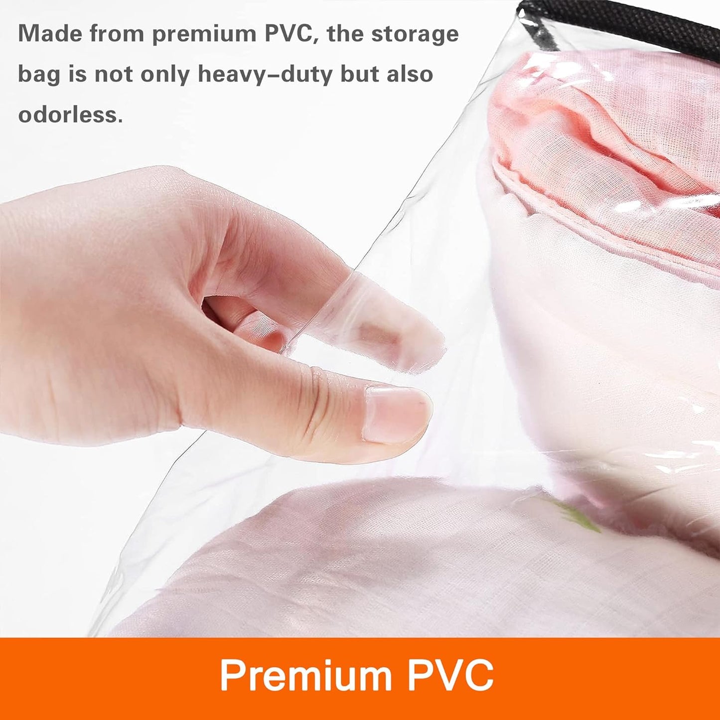 Vieshful 5 Pack Clear Comforter Storage Bag, 60L Clothes Storage Bag with Zipper Closet Organizer, Plastic Storage Containers Moving bags for Comforter, Blanket, Bedding, Duvet, Toys