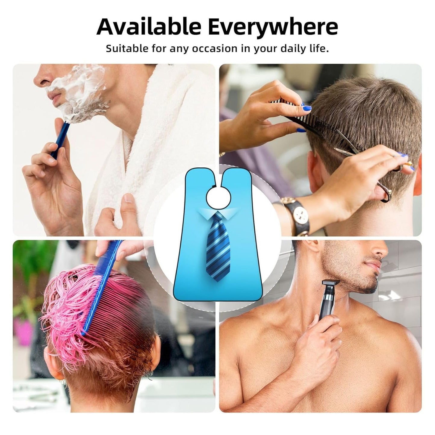 Blue Tie Beard Bib Apron, Beard Hair Catcher For Men Shaving, Waterproof With Suction Cups