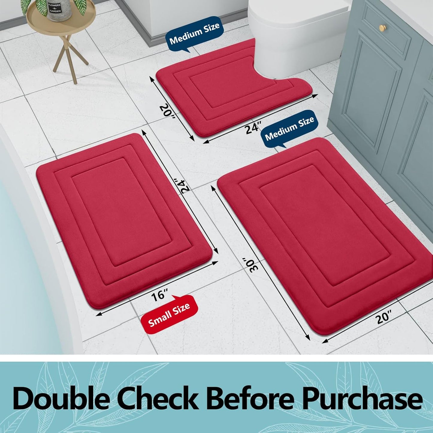 Arotive Memory Foam Bathroom Rug Mat 70x24, Ultra Soft and Absorbent Bath Mat, Machine Wash Dry, Comfortable Bath Rug Carpet for Bathroom Floor, Tub and Shower, Red