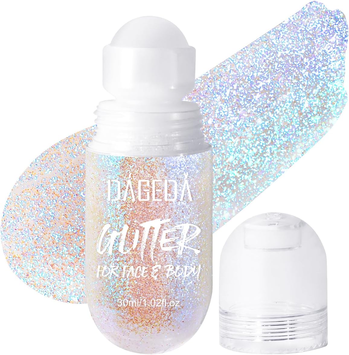 DAGEDA Body Glitter Gel, Roll-on Face Glitter for Mermaid Makeup Festival Rave Accessories, Holographic Hair Glitter Gel,Body Shimmer Halloween Makeup for Rave Party(Fantasy)
