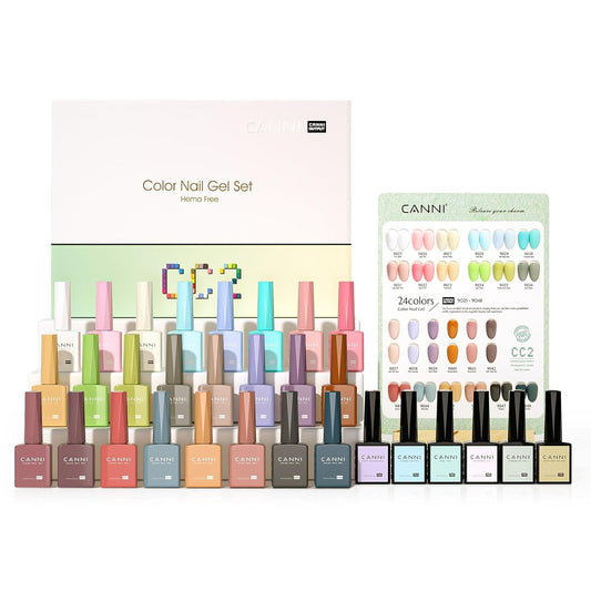 CANNI CC2 Gel Nail Polish Set, 30 Pcs 9ml White Pink Nude Blue Pastel Gel Polish Kit Soak Off LED Natural Nail Polish Set Nail Art Starter Manicure Salon DIY at Home