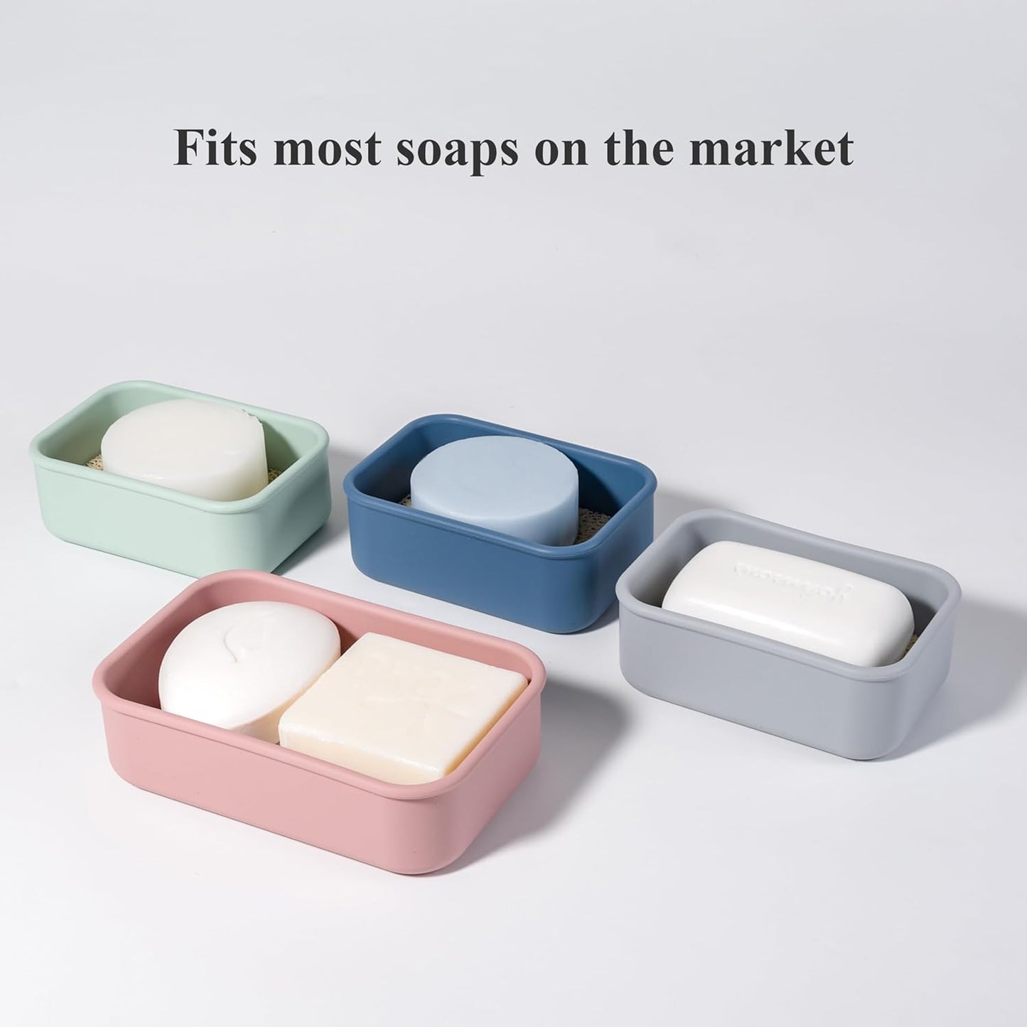 MtBoi 2PC Portable Leakproof Travel Soap Case, Silicone Soap Container, Compact Travel Holder with Drainage Layer, Camping, Gym, Outdoor Lavender&Gray