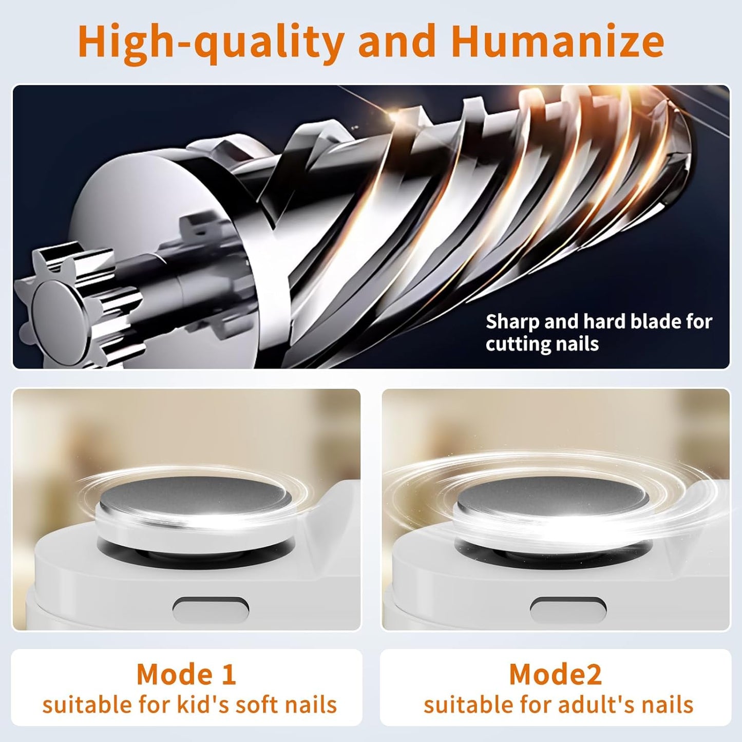 Electric Nail Clipper - 2 In 1 Automatic Nail Clipper with LED Light & Debris Collector – 2 Speed Nail Trimmer & Polisher - Rechargeable Baby Nail File Grinder – Nail Care Tool for Kids/Adults/Seniors