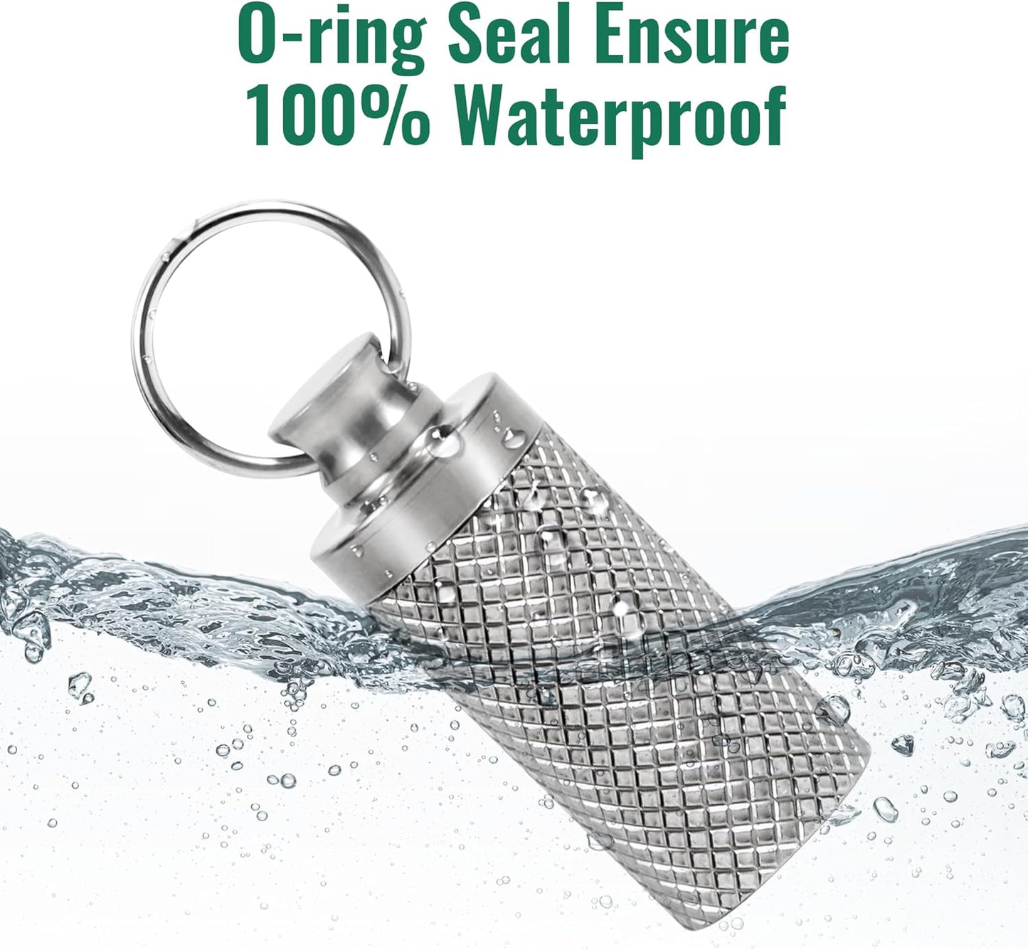 Keychain Pill Holder (2 Pack), Titanium Minsize Waterproof Pill Container/Case for Purse or Pocket, Portable Small Pill Box Organizer Pill Fob Medicine for Outdoor Travel Camping