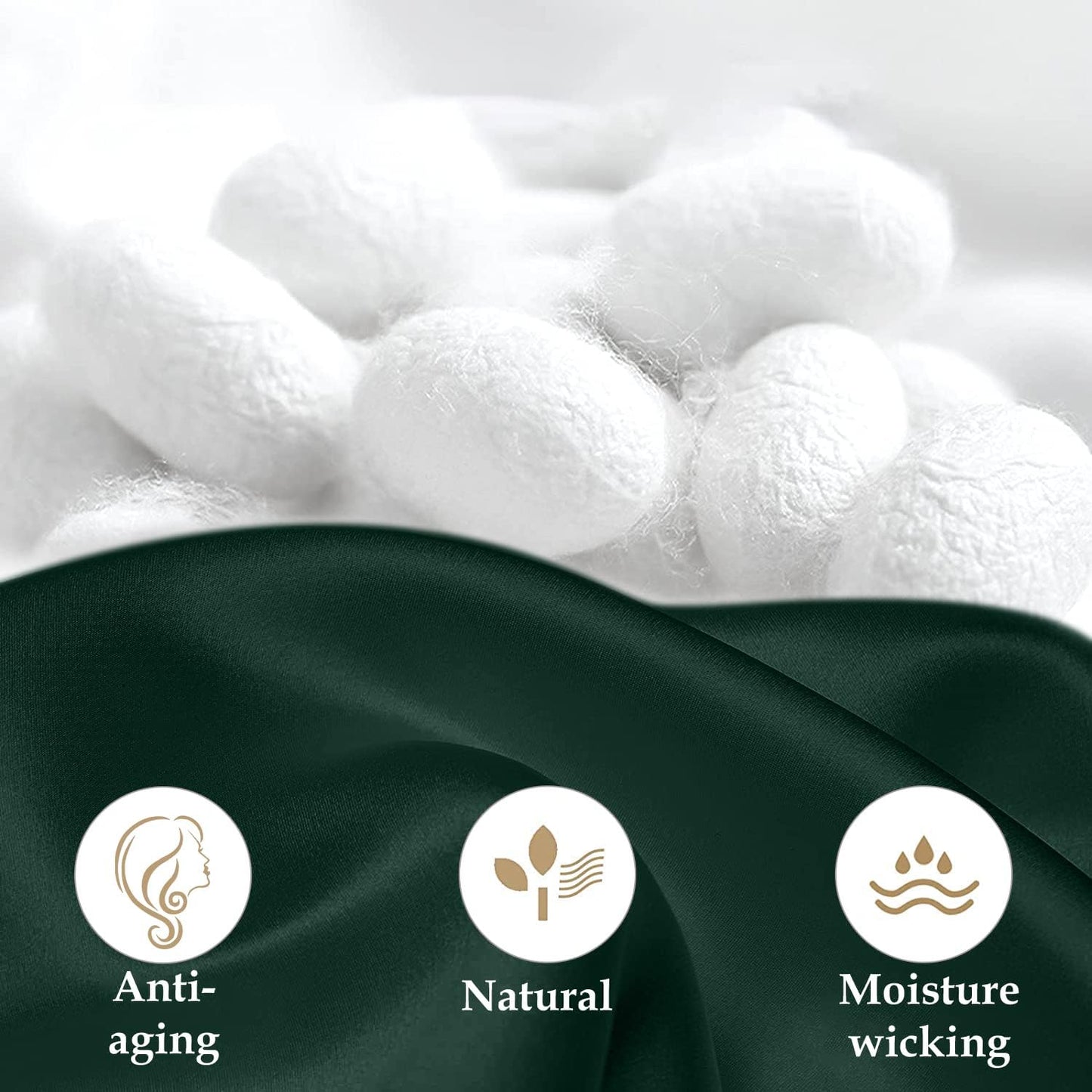 NSSL Silk Pillowcase for Women, Mulberry Silk Pillowcase for Hair and Skin and Stay Comfortable and Breathable During Sleep(Dark Green,King)