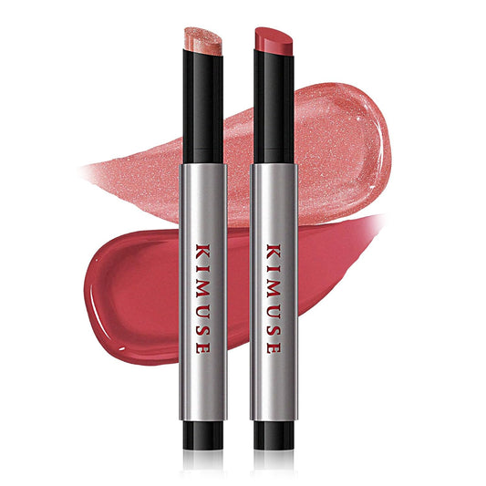 KIMUSE Lip Plumper, 2PCS Moisturizing All-in-one Lip Plumping, Gloss, Balm, Non Sticky Lip Plumper Solid Lipstick Click Lip Balm, Buildable, Vegan & Cruelty-Free